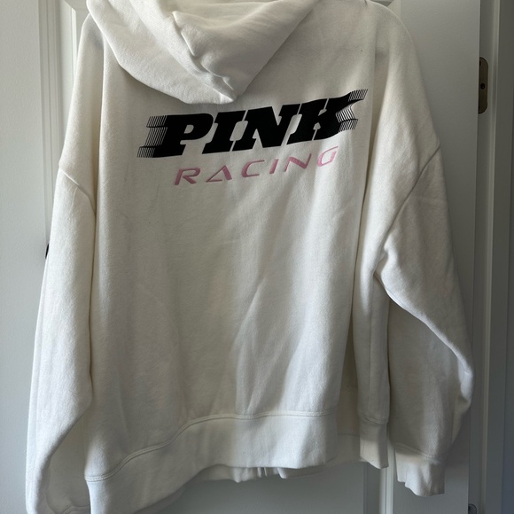 PINK Victoria's Secret White Zip Hoodie with Logo Tag - Picture 4 of 5